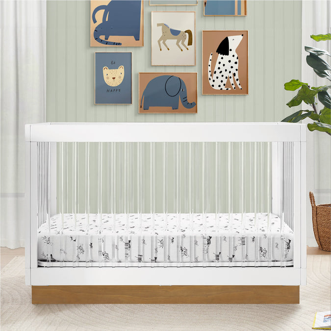 Bianca White with Acorn (1509) 15-James Acrylic 4-in-1 Convertible Crib