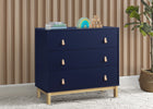 Navy with Natural (1481) 6-babyGap Legacy 3 Drawer Dresser with Leather Pulls and Interlocking Drawers