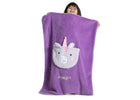 Purple Unicorn (1256) 9-Personalized Sherpa Throw Blanket with Storage Pocket for Kids