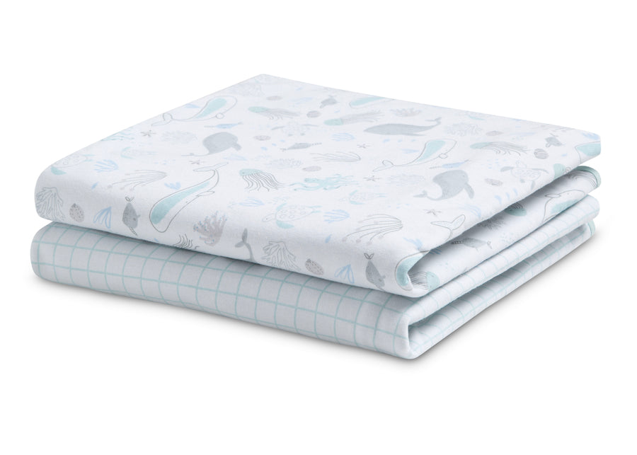 Sea Life (3236) 16-100% Organic Jersey Cotton Baby Receiving Blankets - 2 Pack