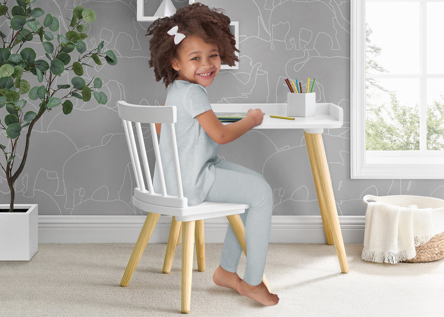 Bianca White with Natural (123) 1-Essex Desk & Chair Set
