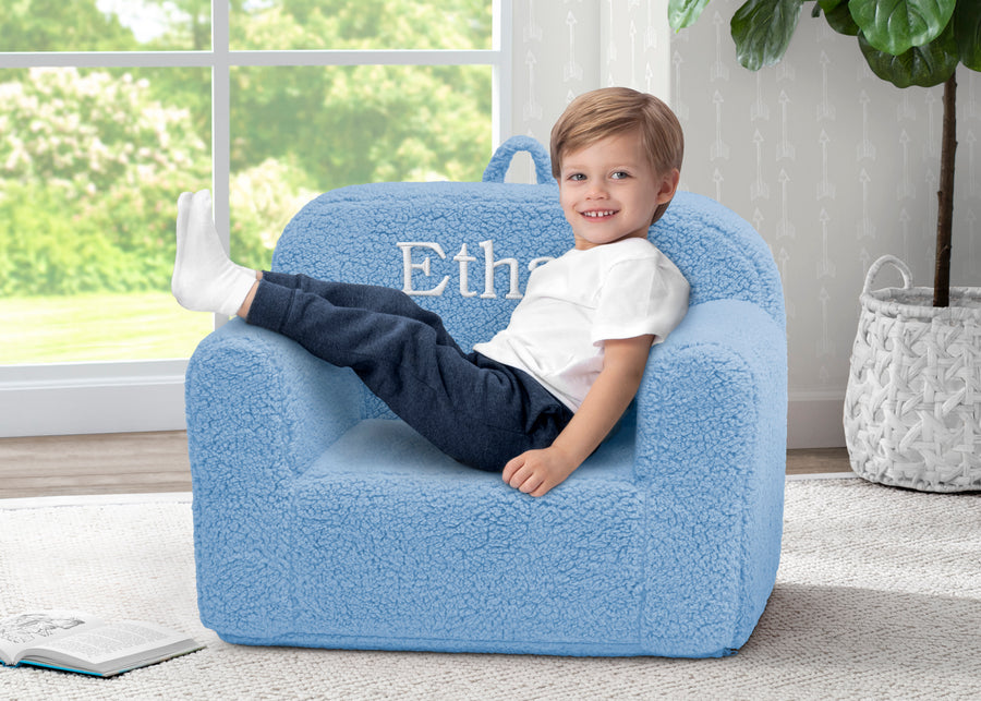Powder Blue (1291) 16-Personalized Cozee Sherpa Chair for Kids