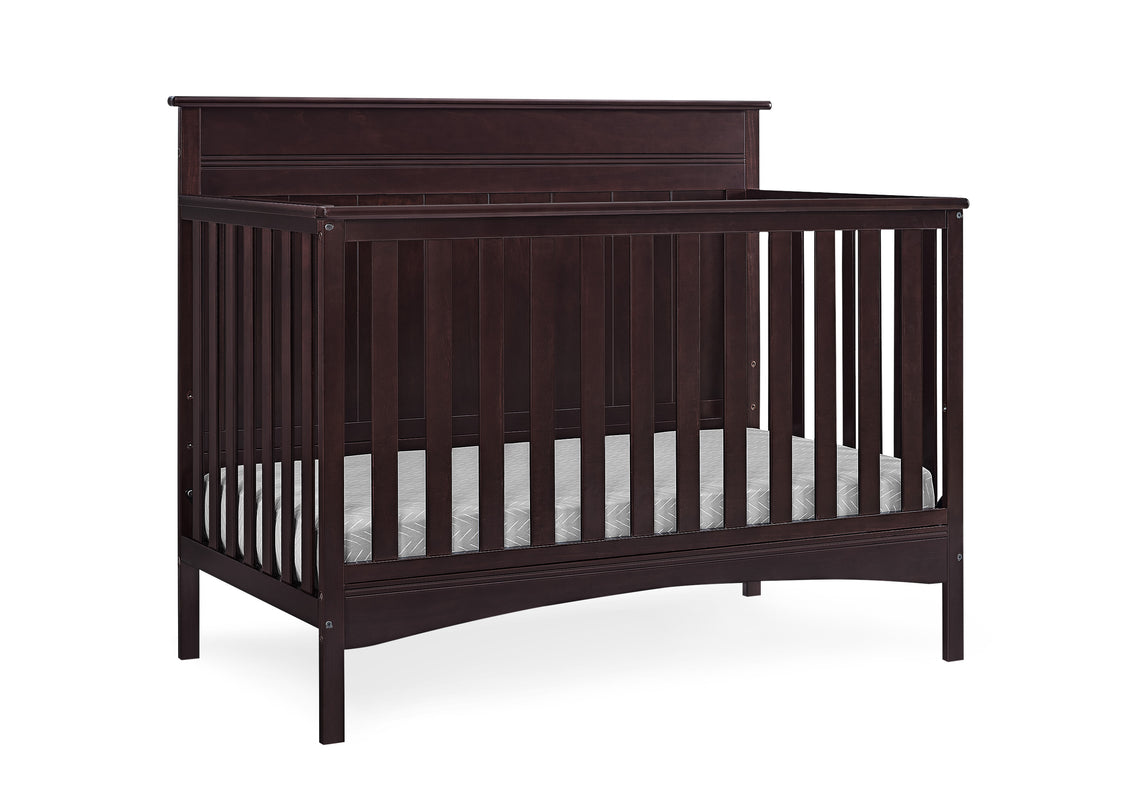 Dark wood crib on a white background