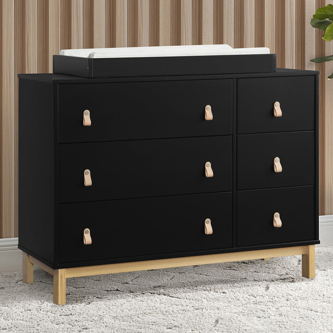 Ebony with Natural (1482) 15-babyGap Legacy 6 Drawer Dresser with Leather Pulls and Interlocking Drawers