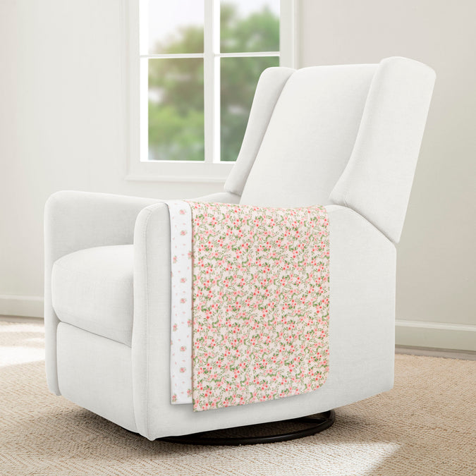 Pink Floral (3034) 5-100% Cotton Flannel Baby Receiving Blankets - 2 Pack