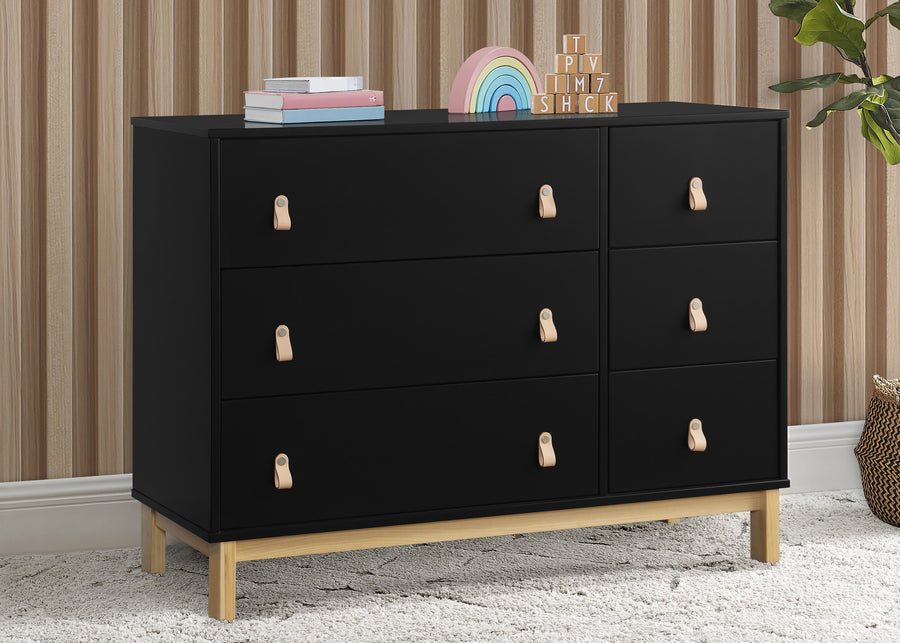 Ebony with Natural (1482) 9-babyGap Legacy 6 Drawer Dresser with Leather Pulls and Interlocking Drawers
