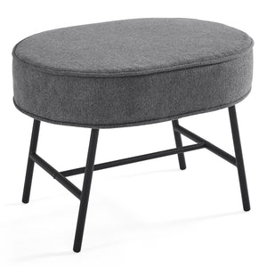 Stone Grey with Black & Natural (1420) 8-Ella Ottoman with LiveSmart Evolve Fabric