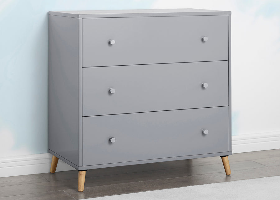 Grey with Natural (1359) 1-Jordan 3 Drawer Dresser with Interlocking Drawers