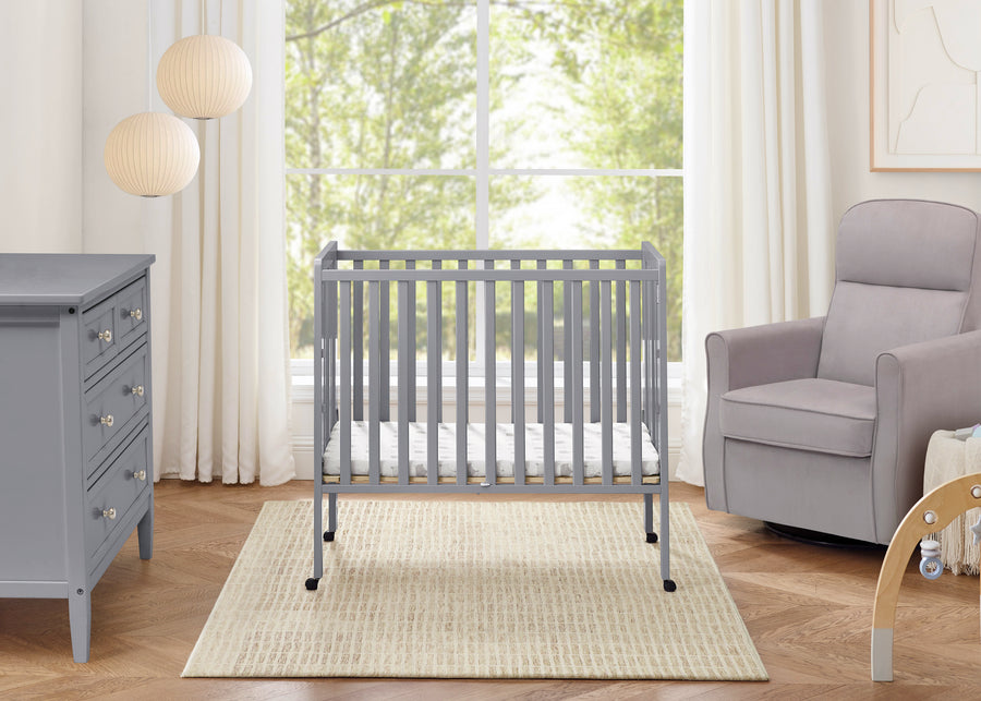 Grey (026) 1-Lee Portable Folding Mini Crib with 1.5-Inch Mattress