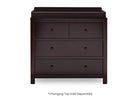 Dark wood dresser with three drawers on a white background 14-3 Drawer Dresser with Interlocking Drawers