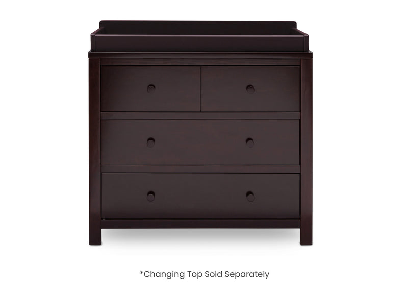 Dark wood dresser with three drawers on a white background 14-3 Drawer Dresser with Interlocking Drawers
