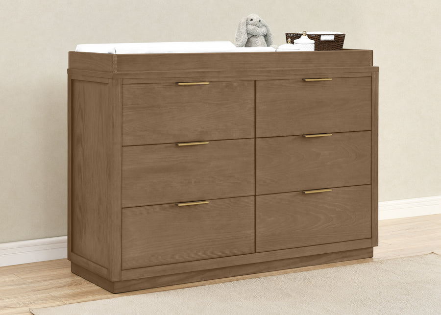 Aged Oak (845) 1-Forever 6 Drawer Dresser with Interlocking Drawers - Naturals Collection