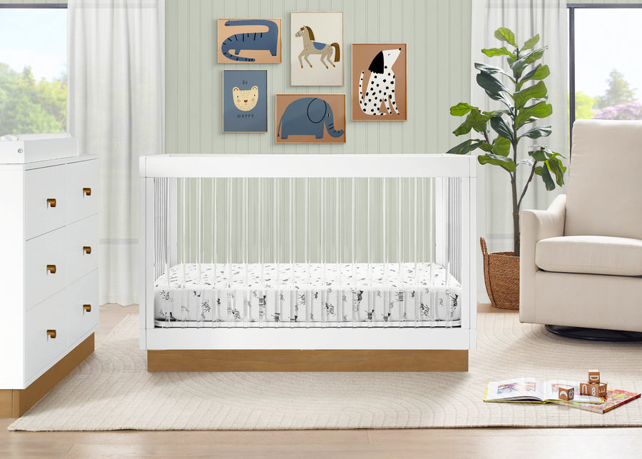 Bianca White with Acorn (1509) 1-James Acrylic 4-in-1 Convertible Crib