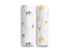 Safari Friends (3414) 14-100% Cotton Flannel Baby Receiving Blankets - 2 Pack