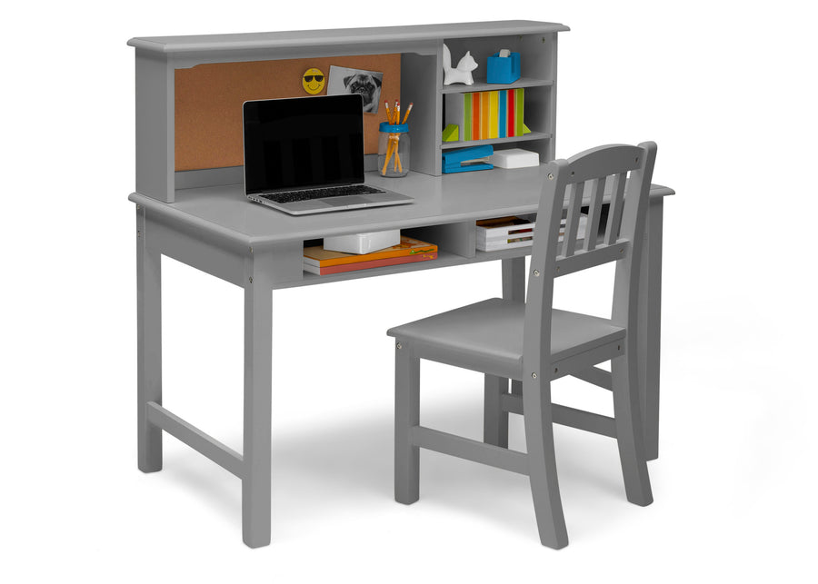 Grey (026) 9-Tween Wood Desk with Hutch and Chair