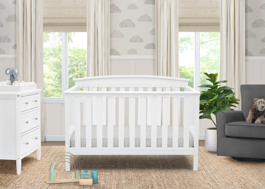 White (100) 9-Gateway 4-in-1 Convertible Crib