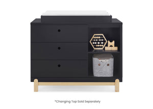 Midnight Grey with Natural (1372) 11-Poppy 3 Drawer Dresser with Cubbies