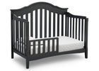 Black crib with white mattress on a white background 29-Farmhouse 6-in-1 Convertible Baby Crib