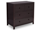 Dark brown dresser with four drawers on a white background 15-3 Drawer Dresser with Interlocking Drawers