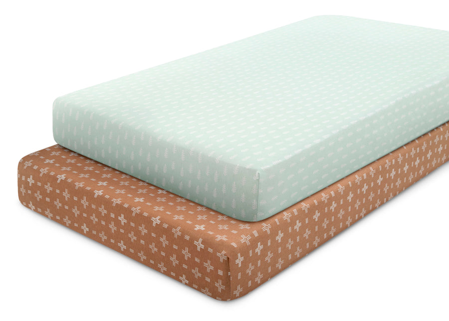 Neutral Boho (3406) 10-Blue Botanicals Fitted Crib Sheets - 2 Pack