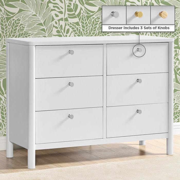 Bianca White (130) 3-Brooks 6 Drawer Dresser with Interlocking Drawers