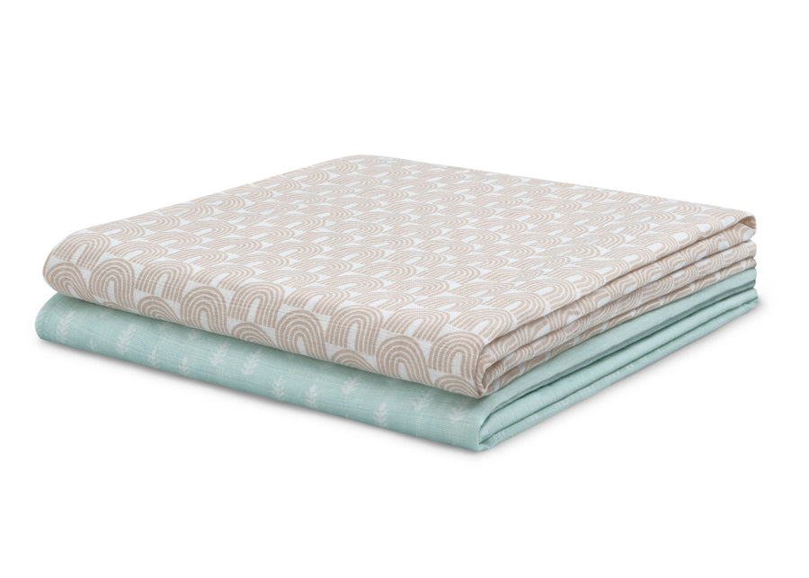 Neutral Boho (3406) 16-100% Cotton Muslin Baby Receiving Blankets - 2 Pack