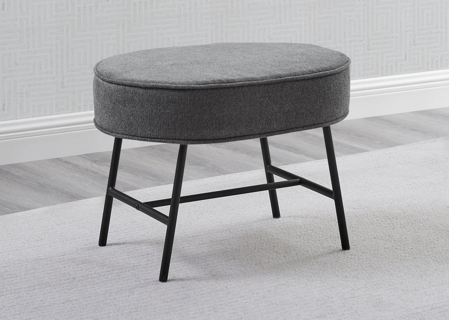 Stone Grey with Black & Natural (1420) 4-Ella Ottoman with LiveSmart Evolve Fabric