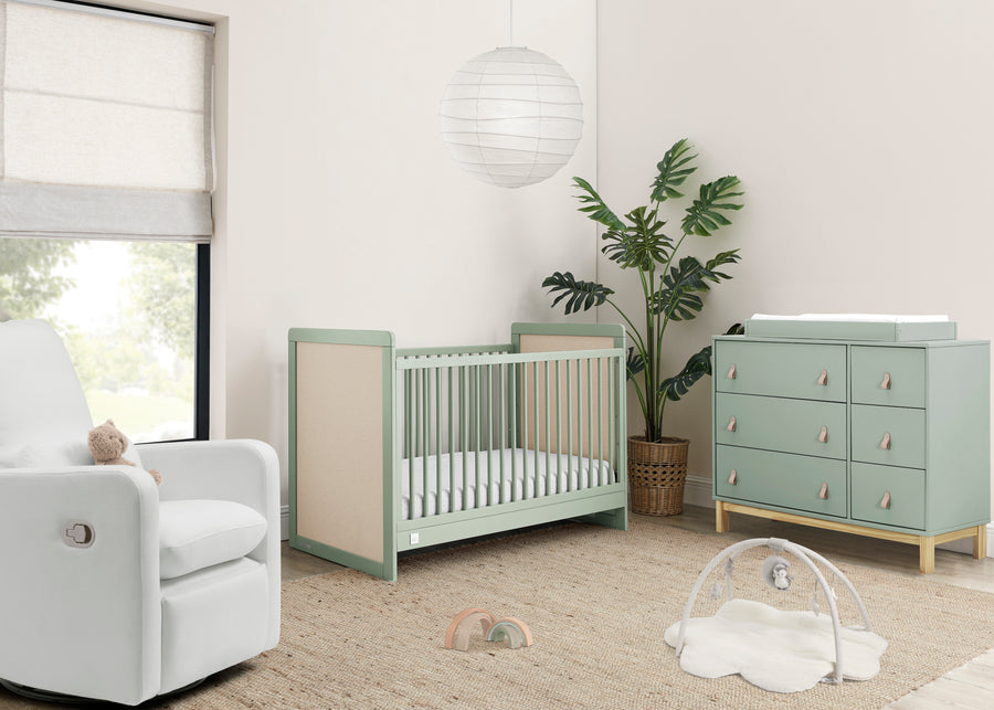 Sage Green and Natural (368) 10-babyGap Liam 4-in-1 Convertible Crib