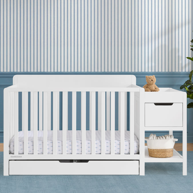 Bianca White (130) 45-Maya 5-in-1 Convertible Crib and Changer with Storage