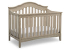 Wooden crib with a white mattress on a white background 22-Farmhouse 6-in-1 Convertible Baby Crib