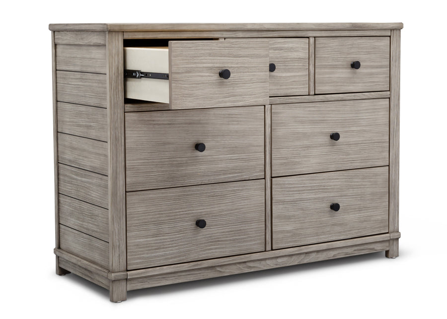 Rustic White (119) 4-Monterey 7 Drawer Dresser with Interlocking Drawers