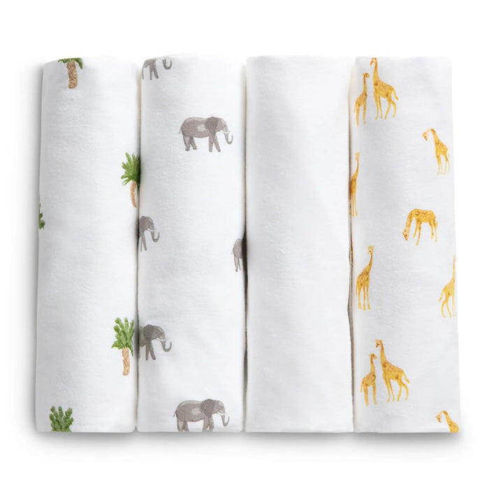 Animals sheet 3-100% Cotton Flannel Baby Receiving Blankets - 4 Pack