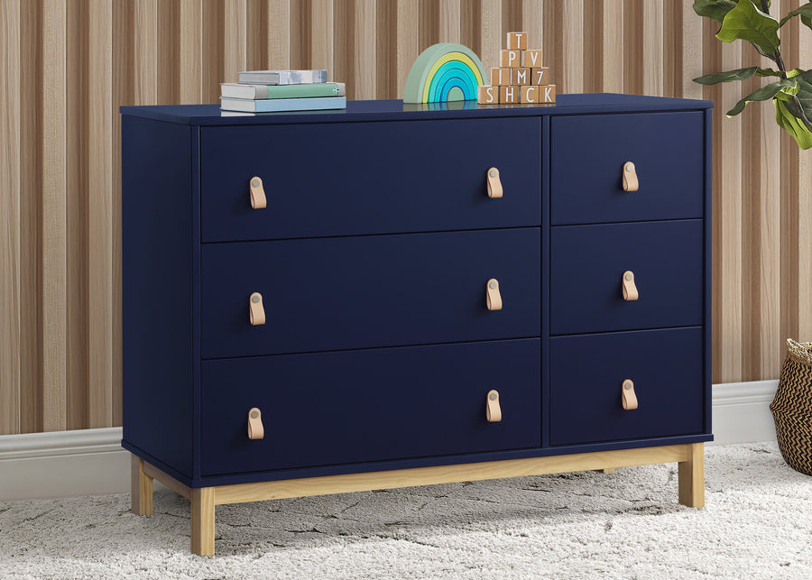 Navy with Natural (1481) 1-babyGap Legacy 6 Drawer Dresser with Leather Pulls and Interlocking Drawers
