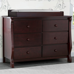 Espresso Cherry (205) 9-Canton / Eclipse 6 Drawer Dresser with Interlocking Drawers