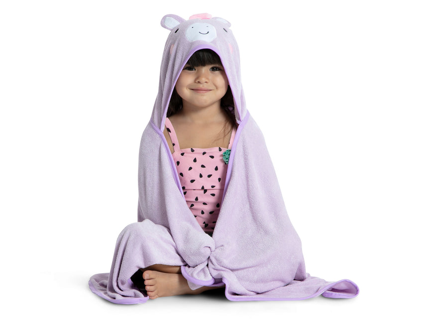 Light Purple Unicorn (1262) 3-Personalized Kids Hooded Bath Towel with Pockets