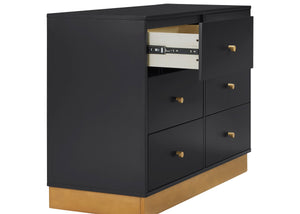 Midnight Grey with Acorn (1510) 12-James 6 Drawer Dresser with Changing Top and Interlocking Drawers