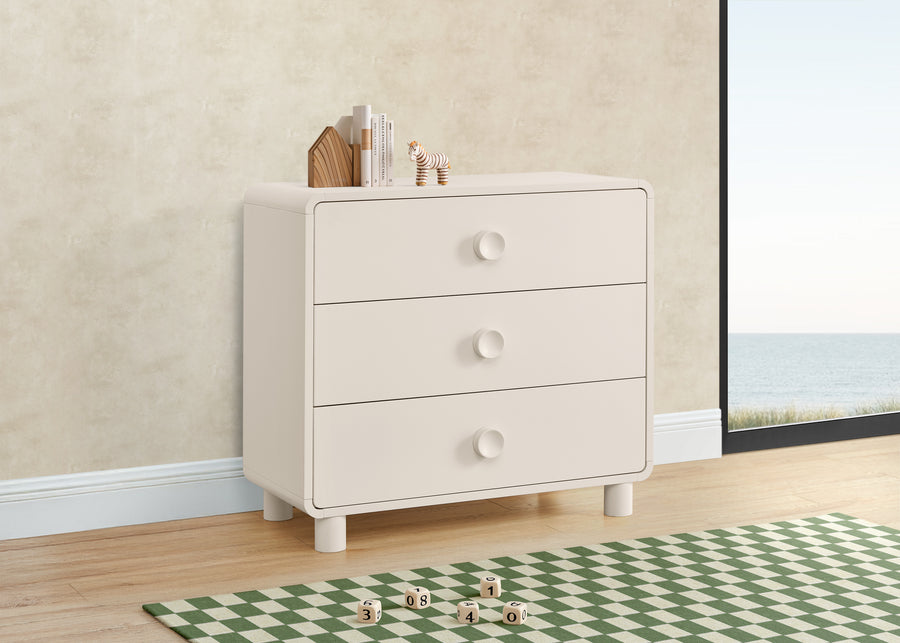 Soft Beige (1560) 1-Ari 3 Drawer Dresser with Changing Top