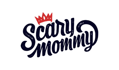 Text 'Scary Mommy' with a red crown on a white background