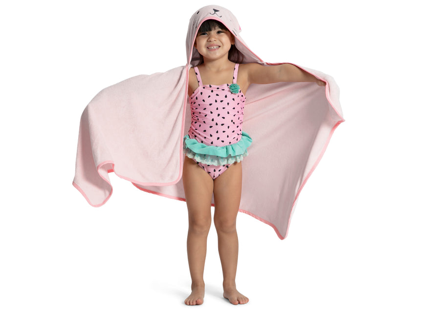Pink Cat (1261) 11-Personalized Kids Hooded Bath Towel with Pockets