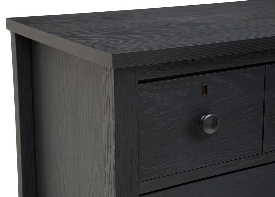 Textured Midnight Grey (1347) 5-Farmhouse 3 Drawer Dresser with Changing Top and Interlocking Drawers