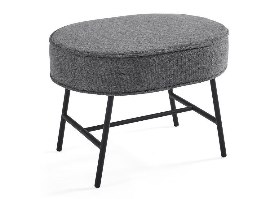 Stone Grey with Black & Natural (1420) 7-Ella Ottoman with LiveSmart Evolve Fabric