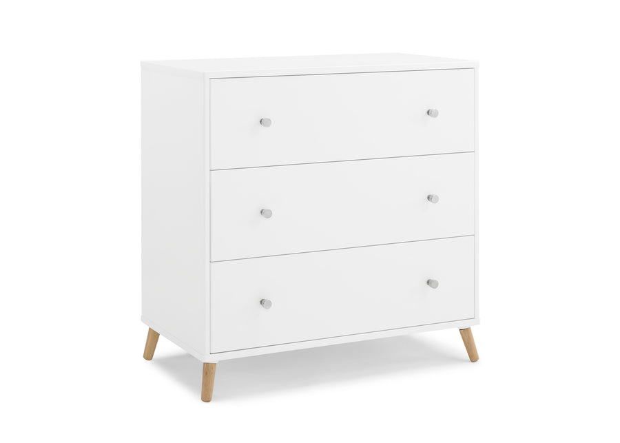 Bianca White with Natural (123) 22-Jordan 3 Drawer Dresser with Interlocking Drawers