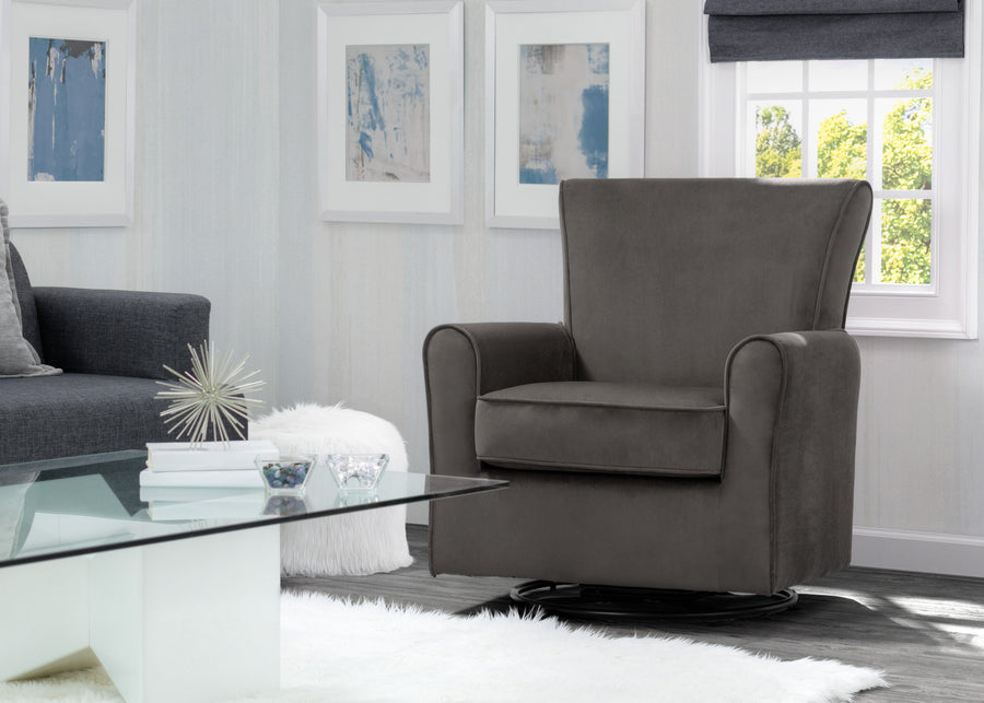 Grey Velvet (950) 16-Elena Nursery Glider Swivel Rocker Chair