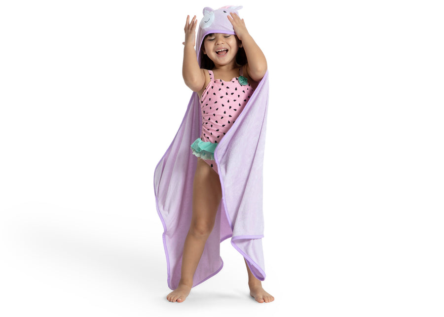 Light Purple Unicorn (1262) 17-Kids Hooded Bath Towel with Pockets