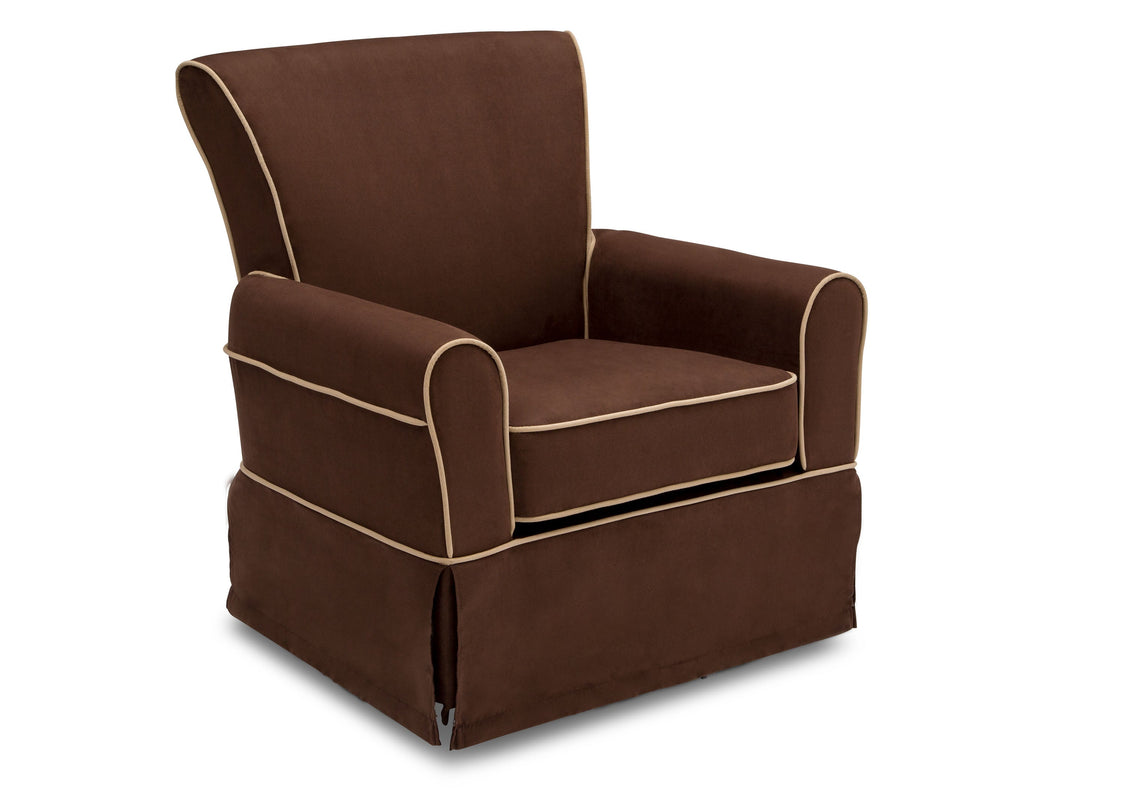 Brown armchair with a matching skirt on a white background