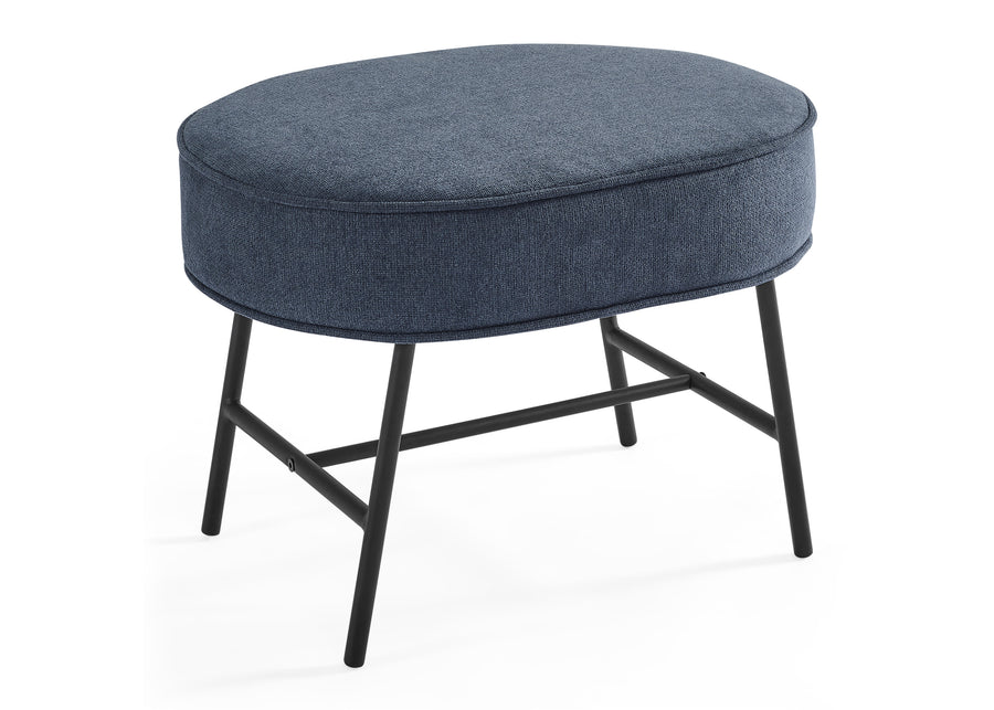 Slate Blue with Black & Natural (1421) 10-Ella Ottoman with LiveSmart Evolve Fabric