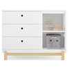 DCB: Bianca White with Natural (123) 5-Poppy 3 Drawer Dresser with Cubbies