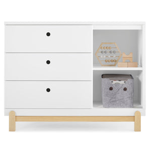 DCB: Bianca White with Natural (123) 6-Poppy 3 Drawer Dresser with Cubbies