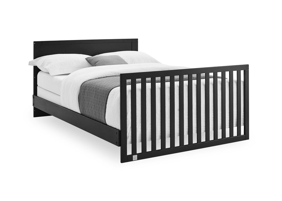 Black bed frame with white bedding on a white background 15-babyGap Oxford 6-in-1 Convertible Crib