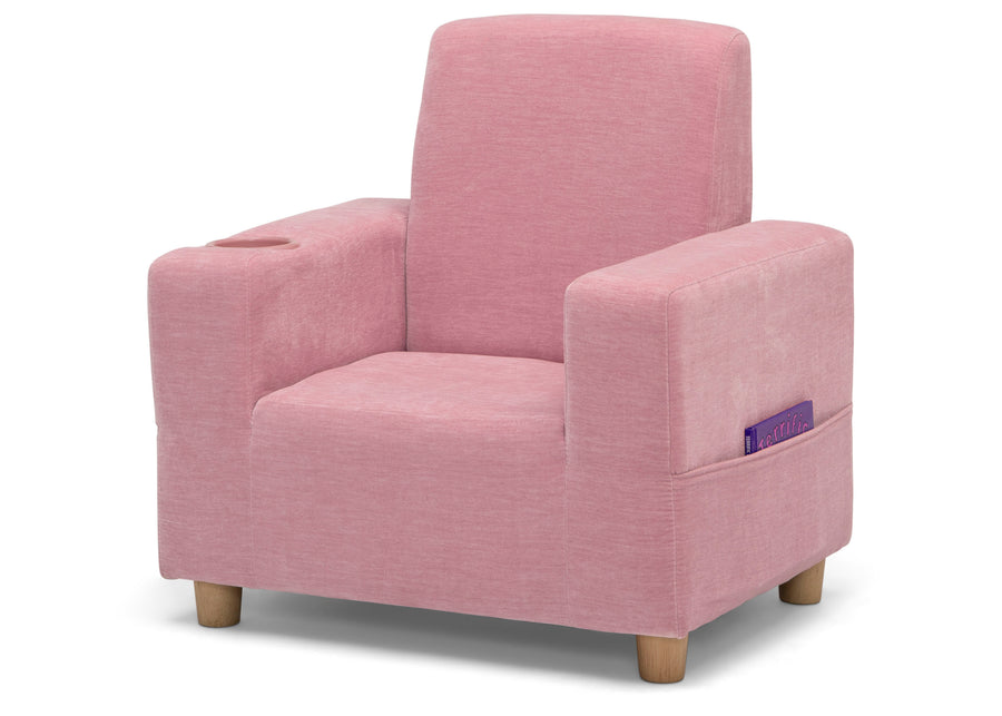 Pink armchair with wooden legs on a white background 8-GapKids Upholstered Chair